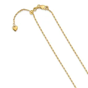 14K Polished Fancy Link Adjustable Chain Available Sizes 22-30