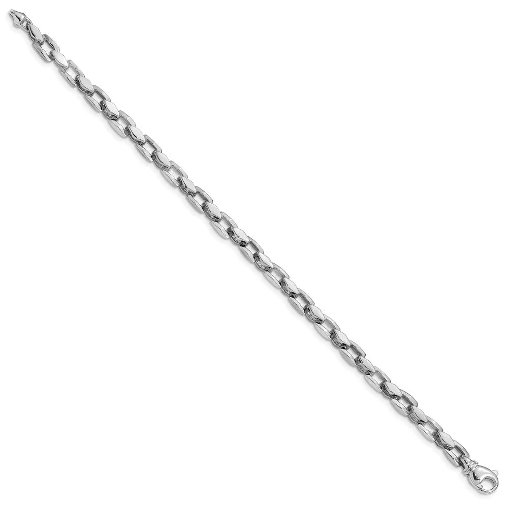 14K White Gold, 4.5mm Solid Fancy Link Chain Bracelet