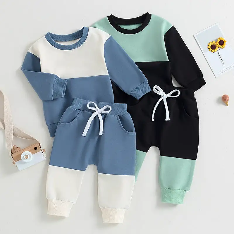 2 Pieces Set Baby Kid Boys Color-blocking Tops And Pants Wholesale 231130117