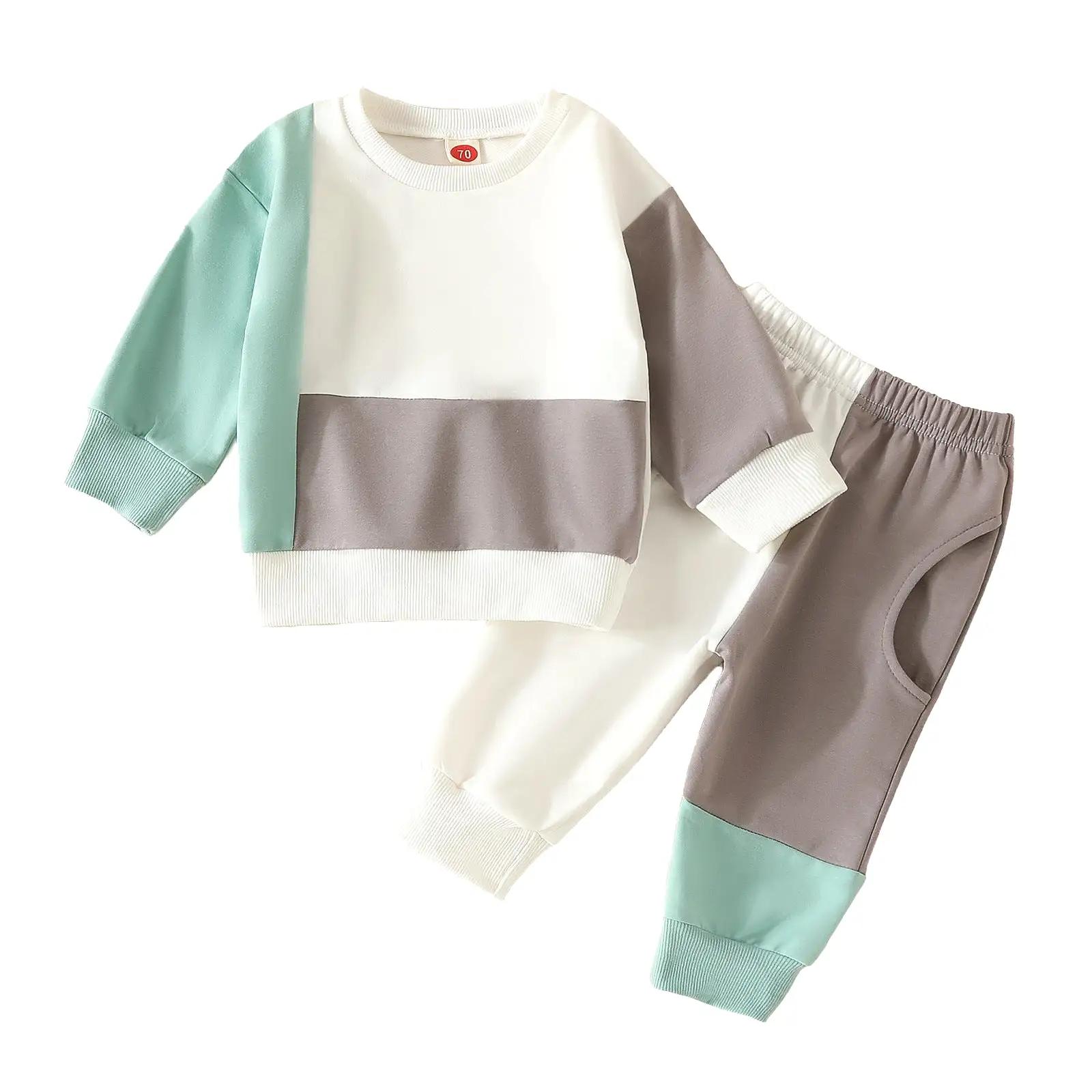 2 Pieces Set Baby Kid Boys Color-blocking Tops And Pants Wholesale 24011120