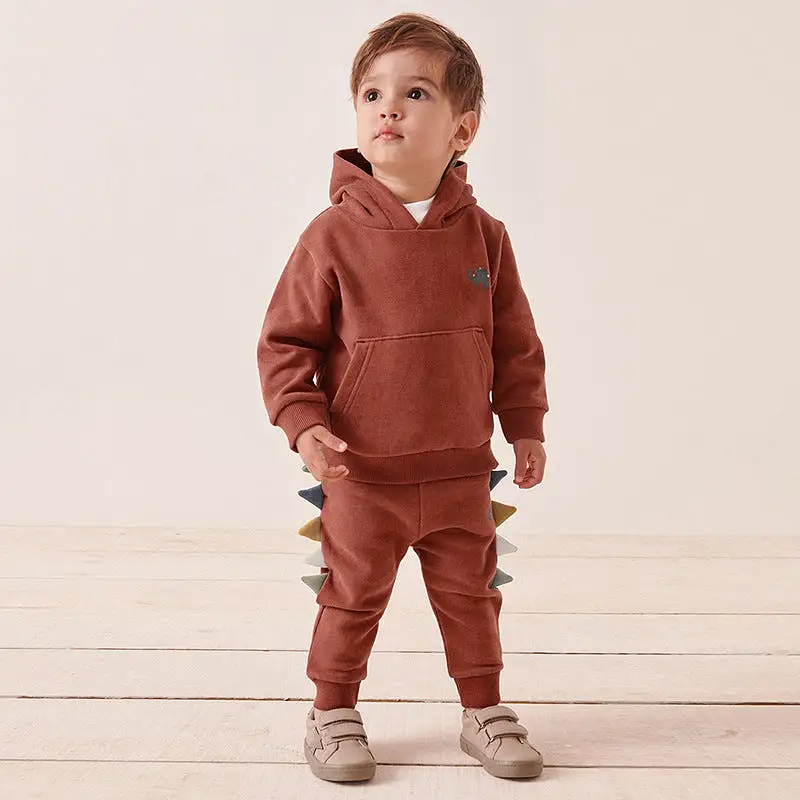 2 Pieces Set Baby Kid Boys Solid Color Dinosaur Hoodies Sweatshirts And Pants Wholesale 231130275