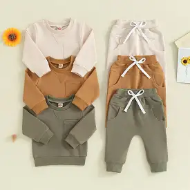 2 Pieces Set Baby Kid Boys Solid Color Hoodies Sweatshirts And Pants Wholesale 231130311