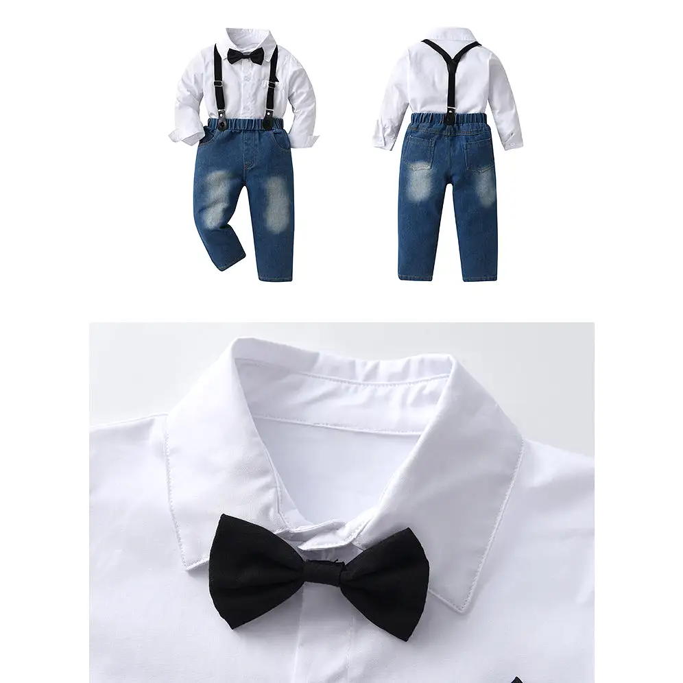 2 Pieces Set Baby Kid Boys Solid Color Shirts And Jeans Wholesale 23090658