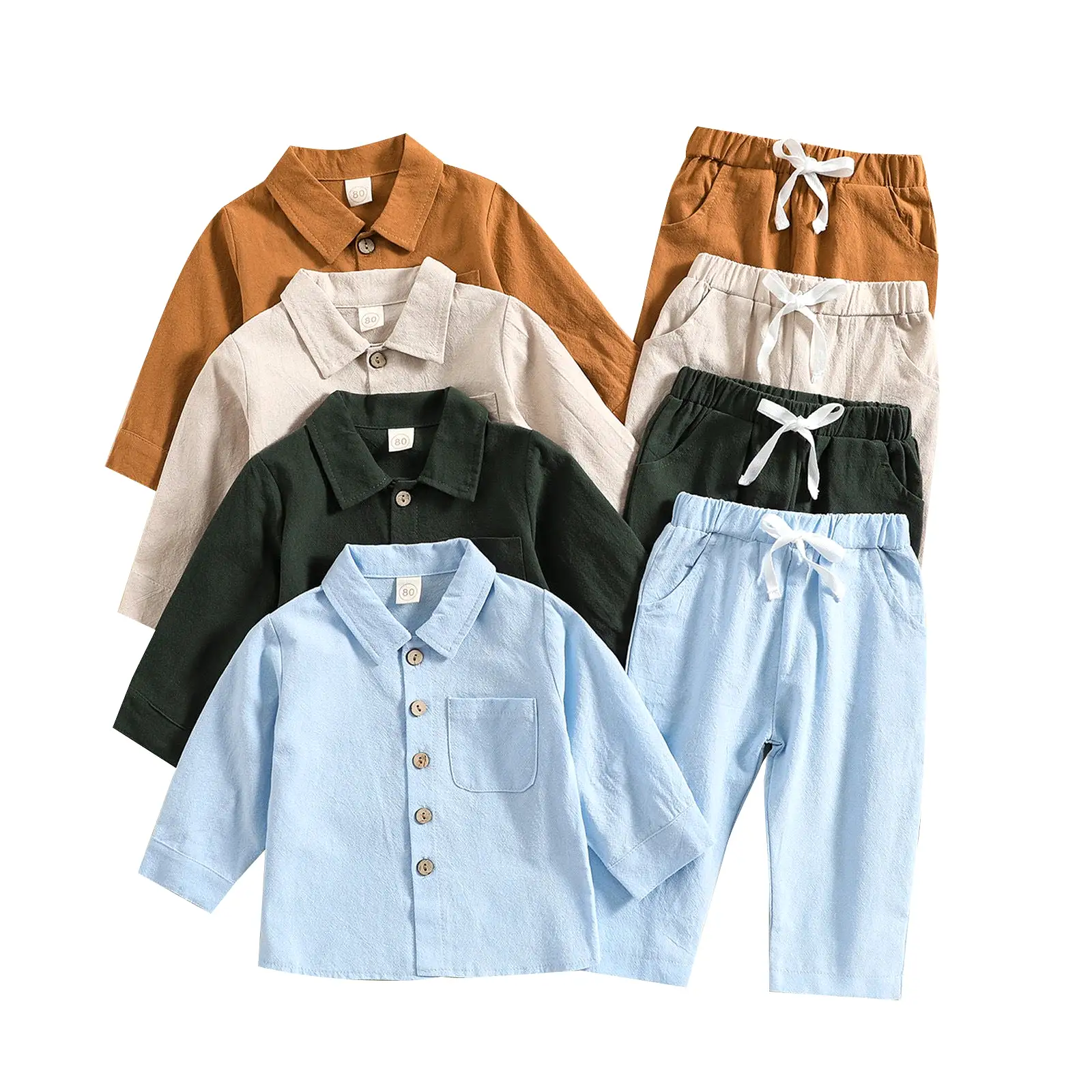 2 Pieces Set Baby Kid Boys Solid Color Shirts And Pants Wholesale 23113017