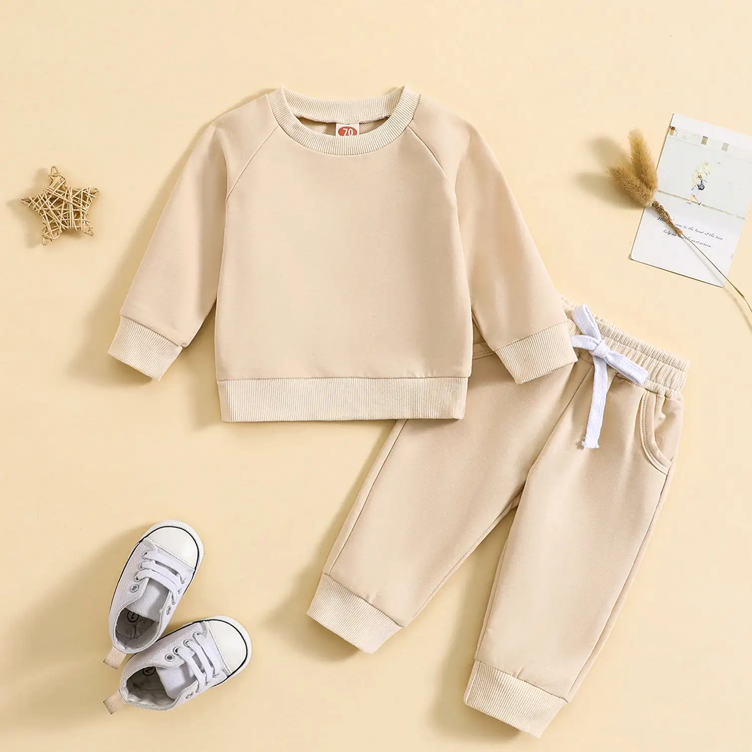 2 Pieces Set Baby Kid Boys Solid Color Tops And Pants Wholesale 231130153