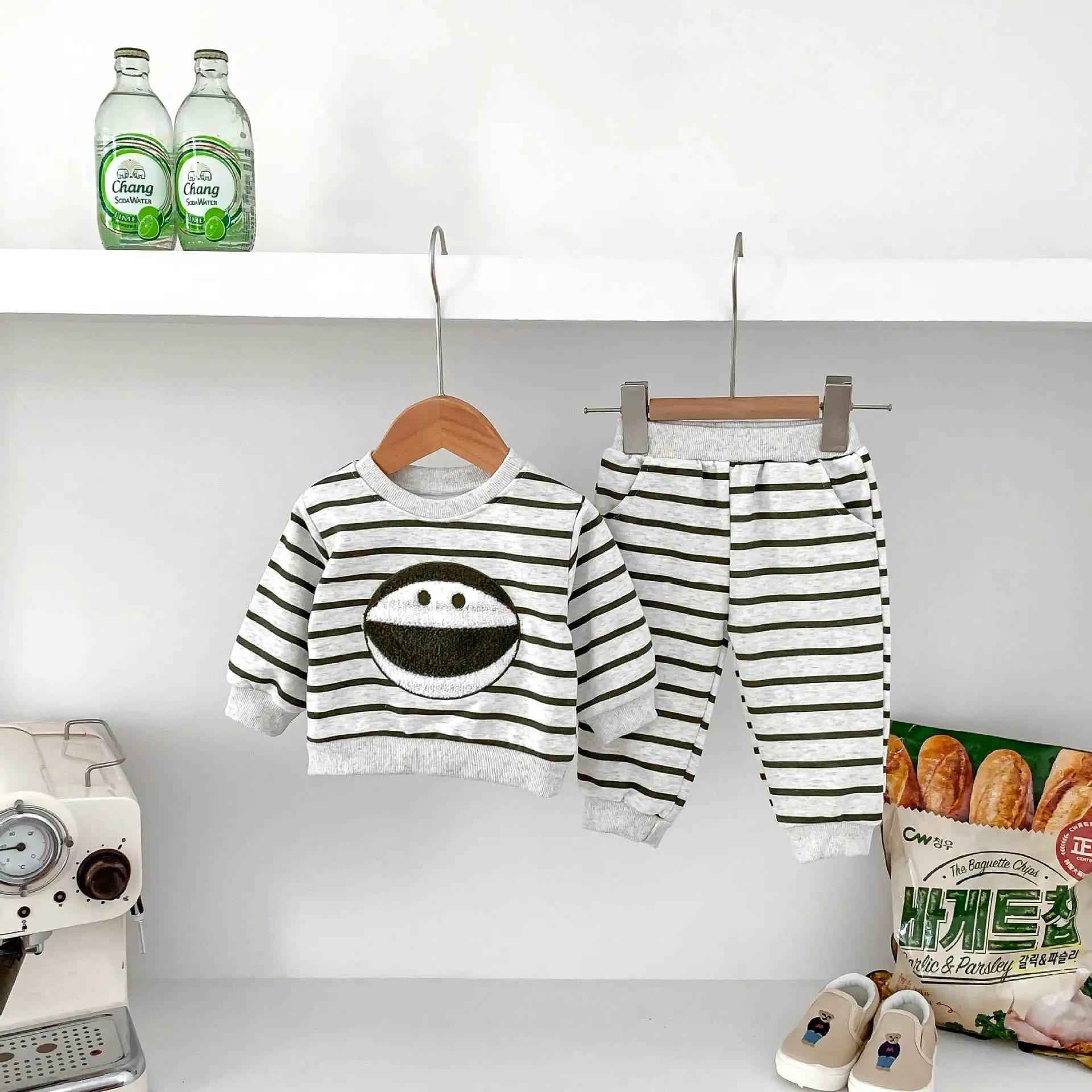 2 Pieces Set Baby Kid Boys Striped Cartoon Tops And Pants Wholesale 23101921