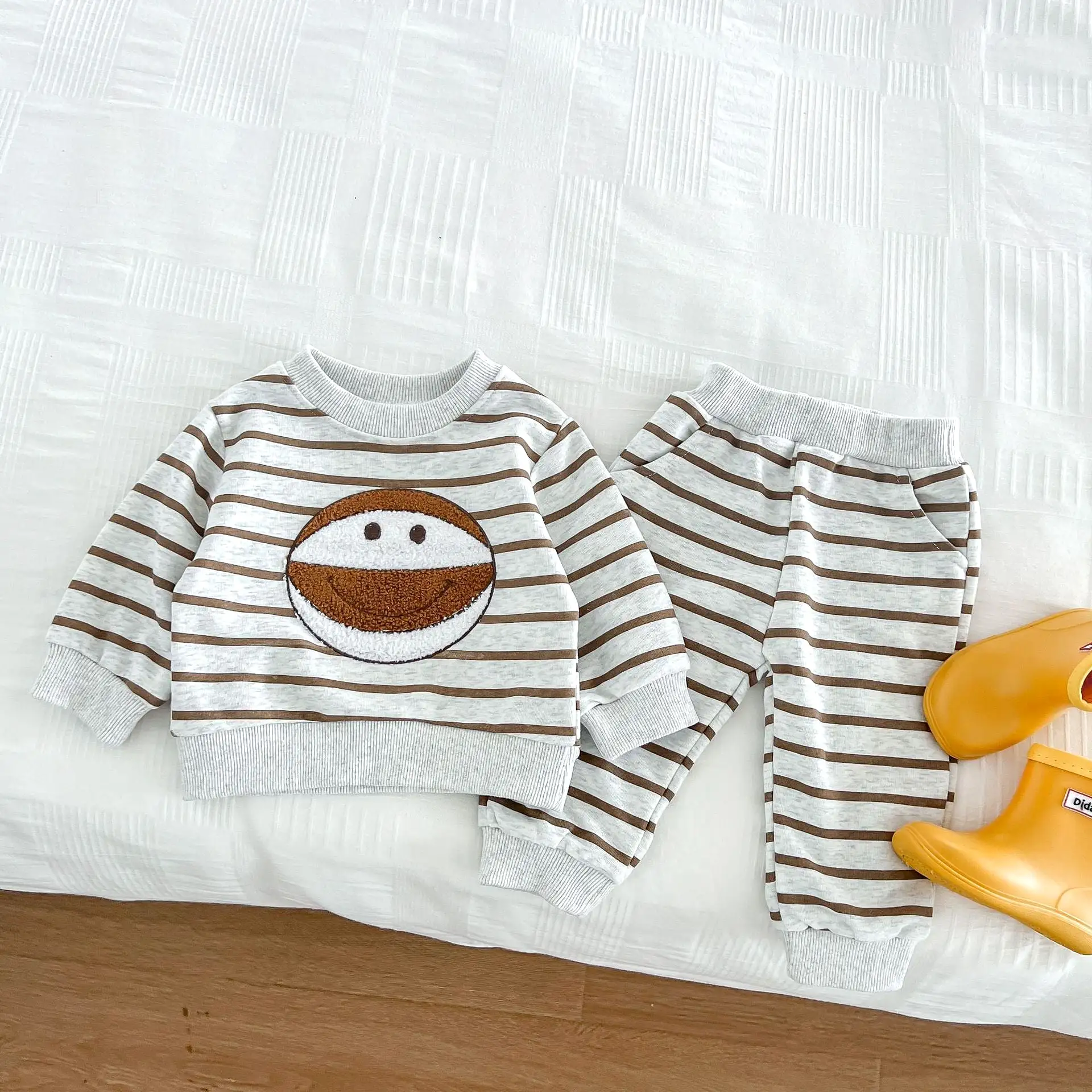 2 Pieces Set Baby Kid Boys Striped Cartoon Tops And Pants Wholesale 23101921