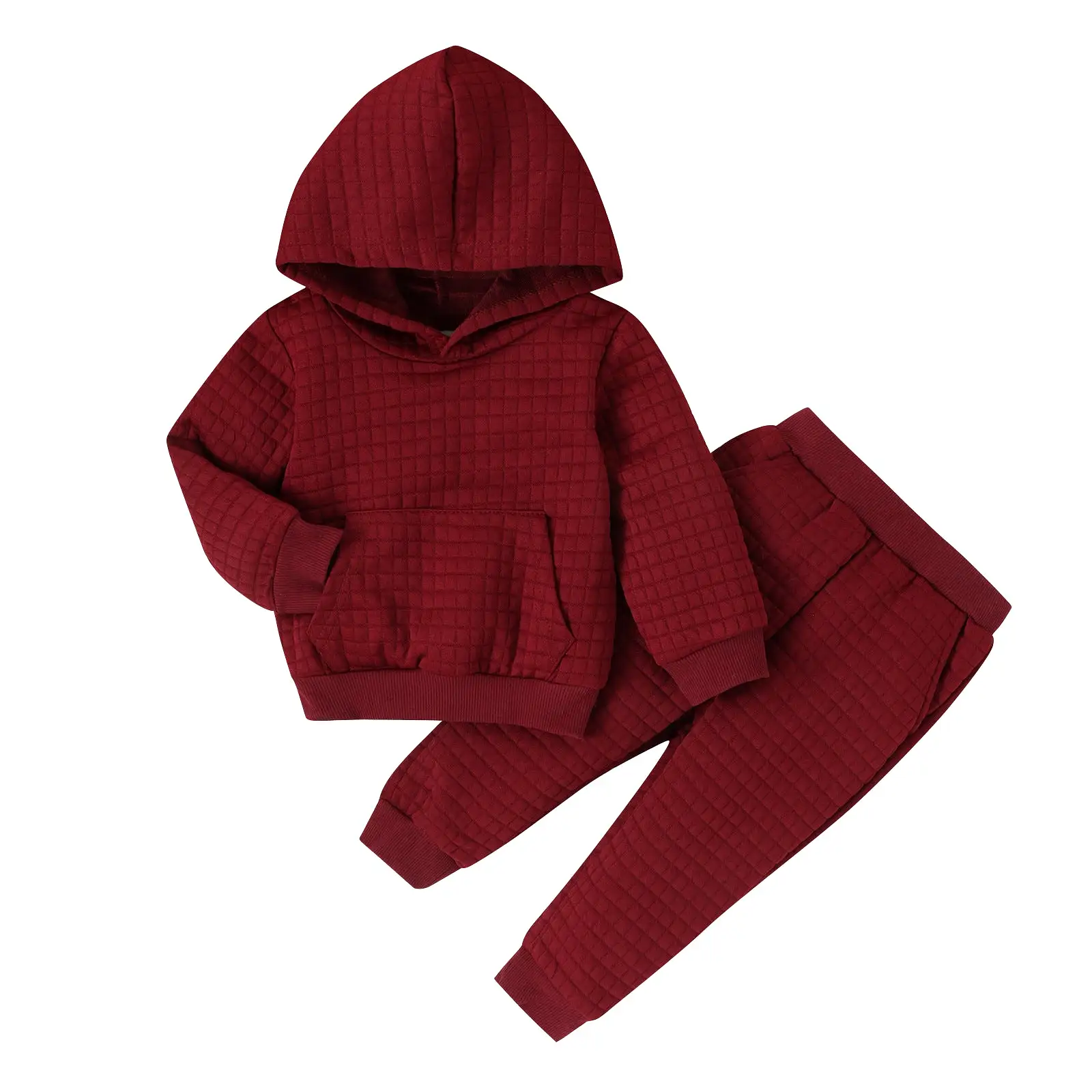 2 Pieces Set Baby Kid Girls Boys Solid Color Hoodies Sweatshirts And Pants Wholesale 24011138