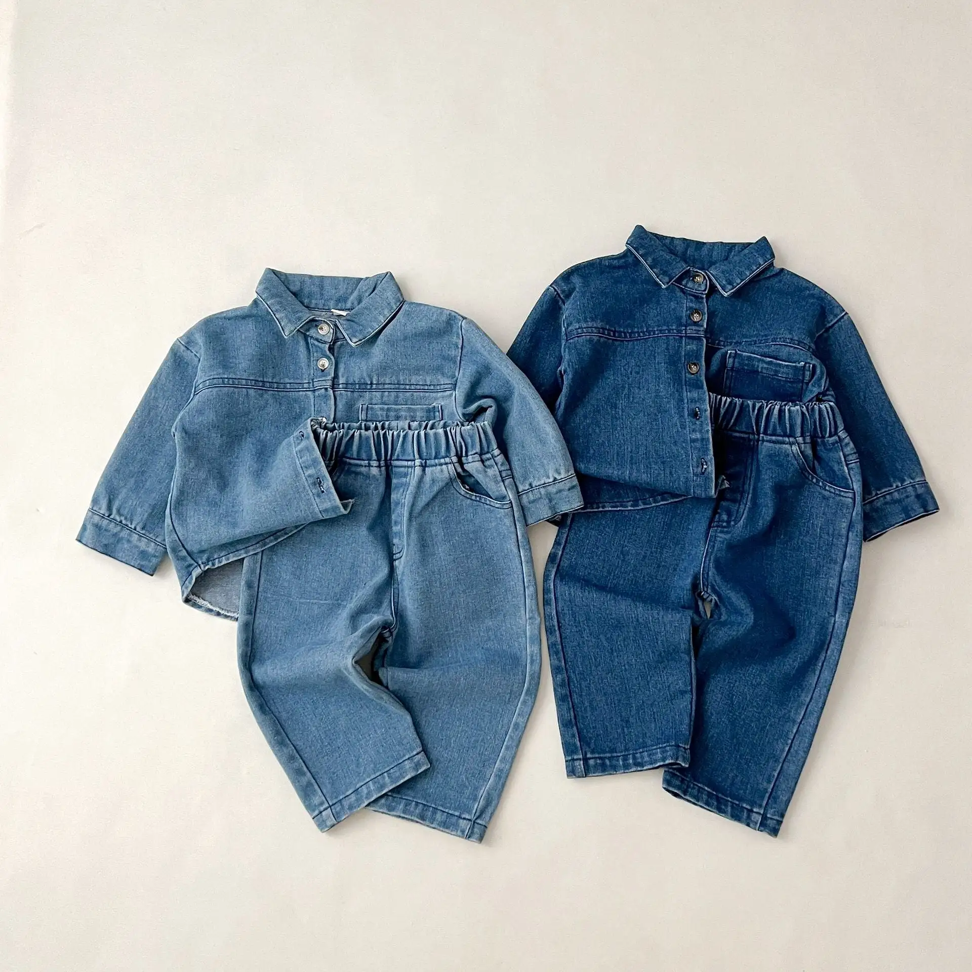 2 Pieces Set Baby Kid Girls Boys Solid Color Jackets Outwears And Jeans Wholesale 23113057