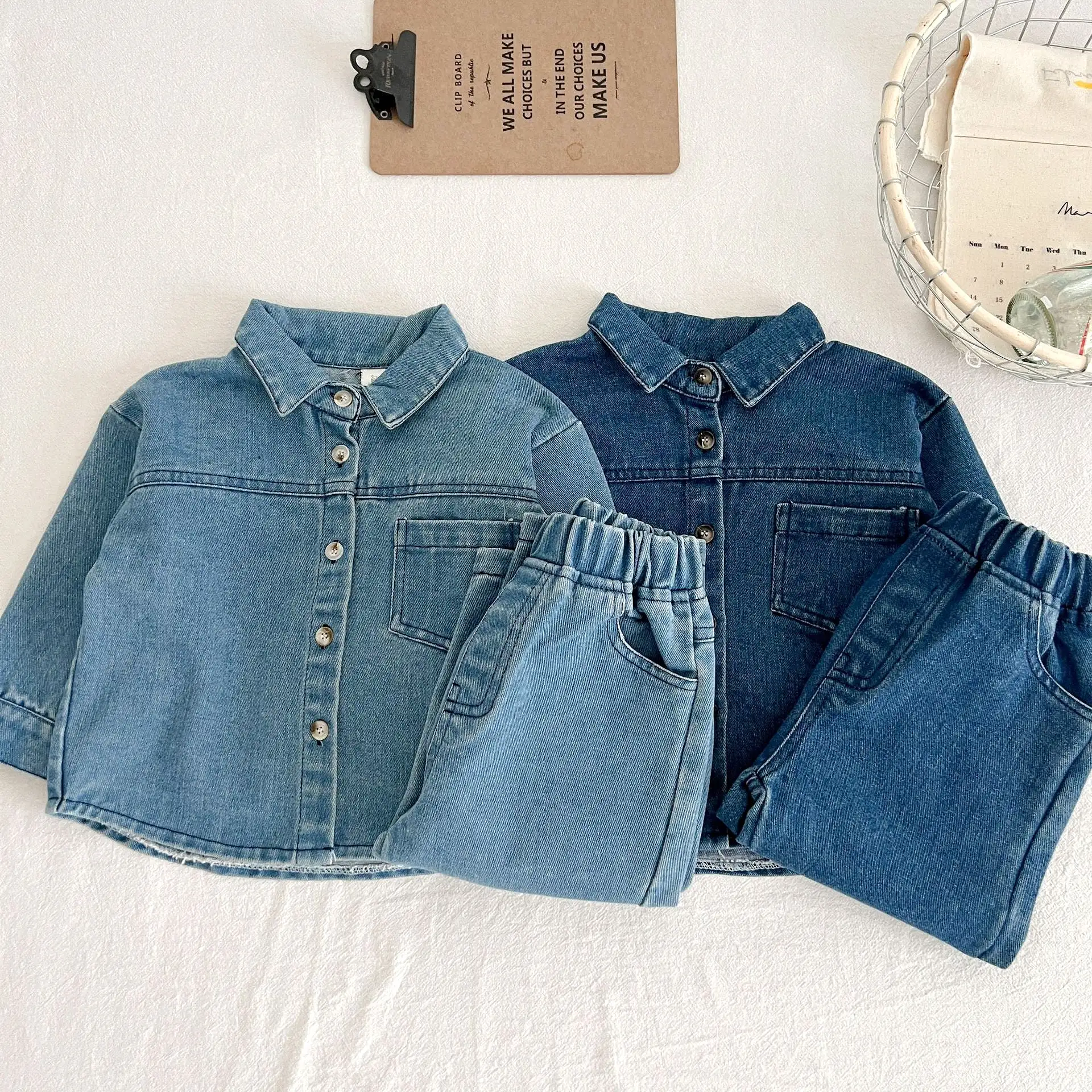 2 Pieces Set Baby Kid Girls Boys Solid Color Jackets Outwears And Jeans Wholesale 23113057