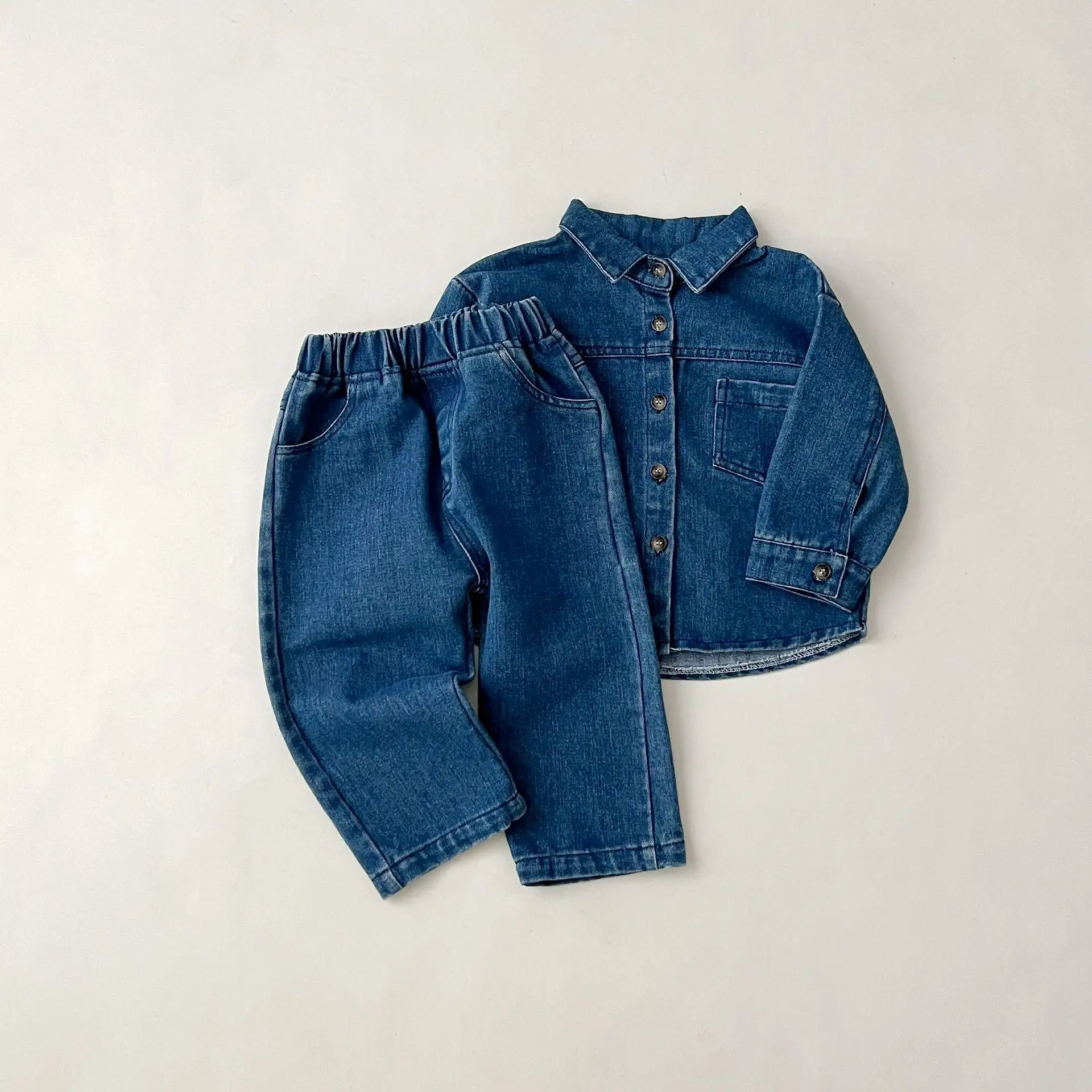 2 Pieces Set Baby Kid Girls Boys Solid Color Jackets Outwears And Jeans Wholesale 23113057