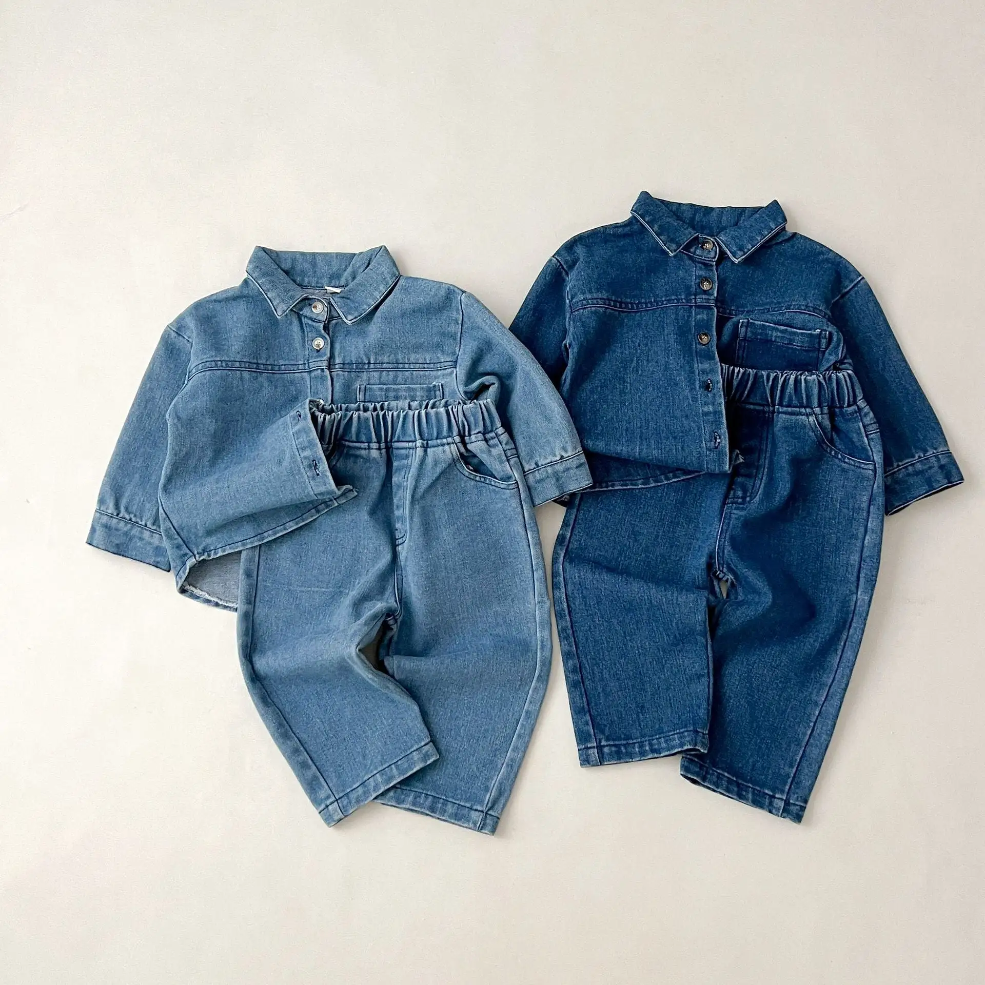 2 Pieces Set Baby Kid Girls Boys Solid Color Jackets Outwears And Jeans Wholesale 23113057