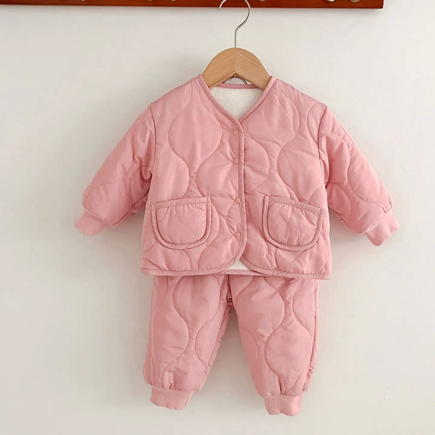 2 Pieces Set Baby Kid Girls Boys Solid Color Jackets Outwears And Pants Wholesale 231130233