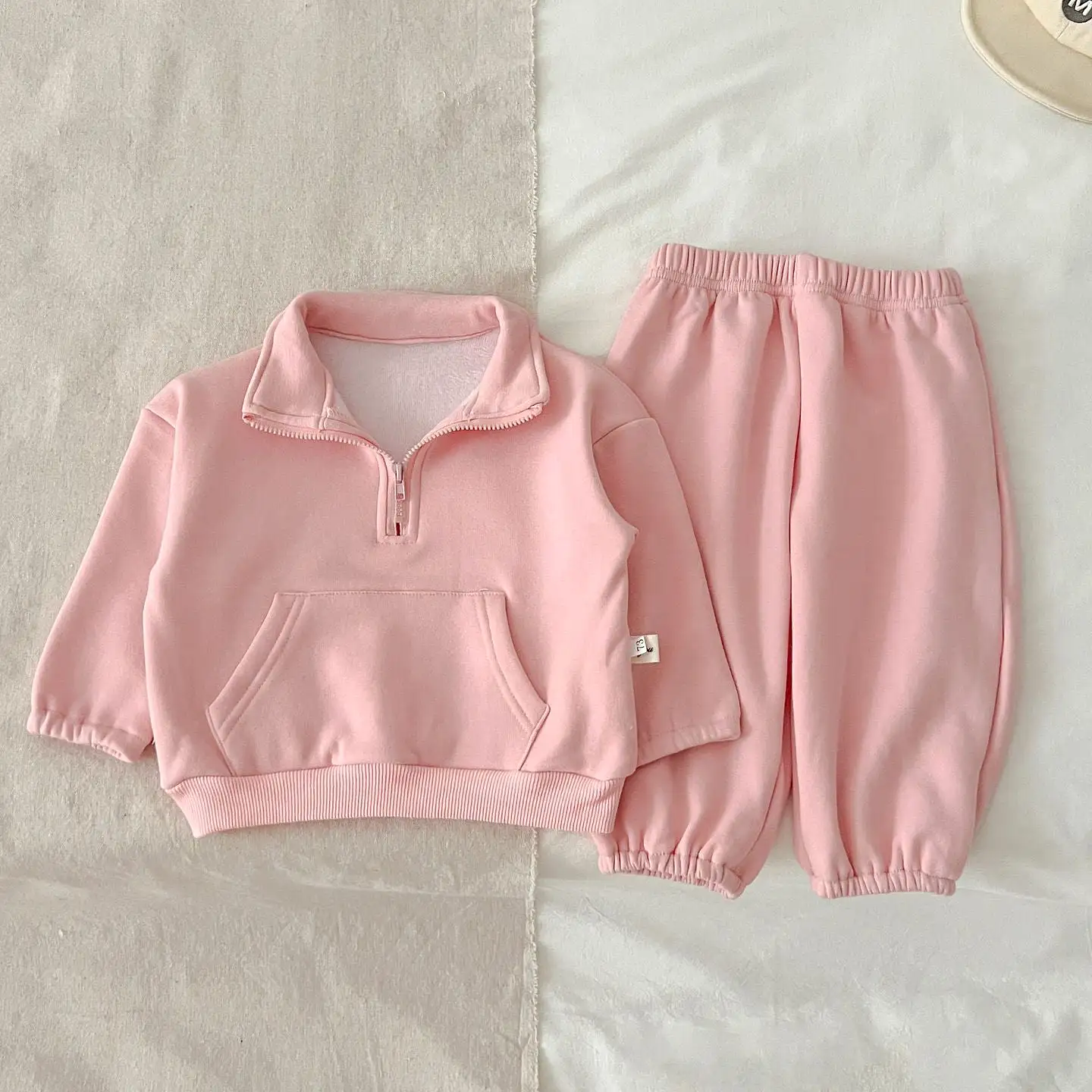 2 Pieces Set Baby Kid Girls Boys Solid Color Tops And Pants Wholesale 231130303