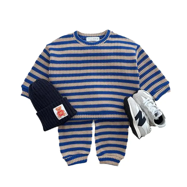 2 Pieces Set Baby Kid Girls Boys Striped Color-blocking Tops And Pants Wholesale 231130150