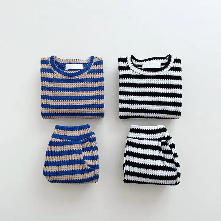 2 Pieces Set Baby Kid Girls Boys Striped Color-blocking Tops And Pants Wholesale 231130150