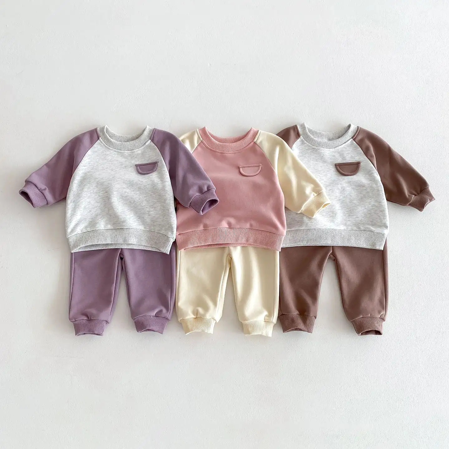 2 Pieces Set Baby Kid Girls Color-blocking Tops And Pants Wholesale 24030183