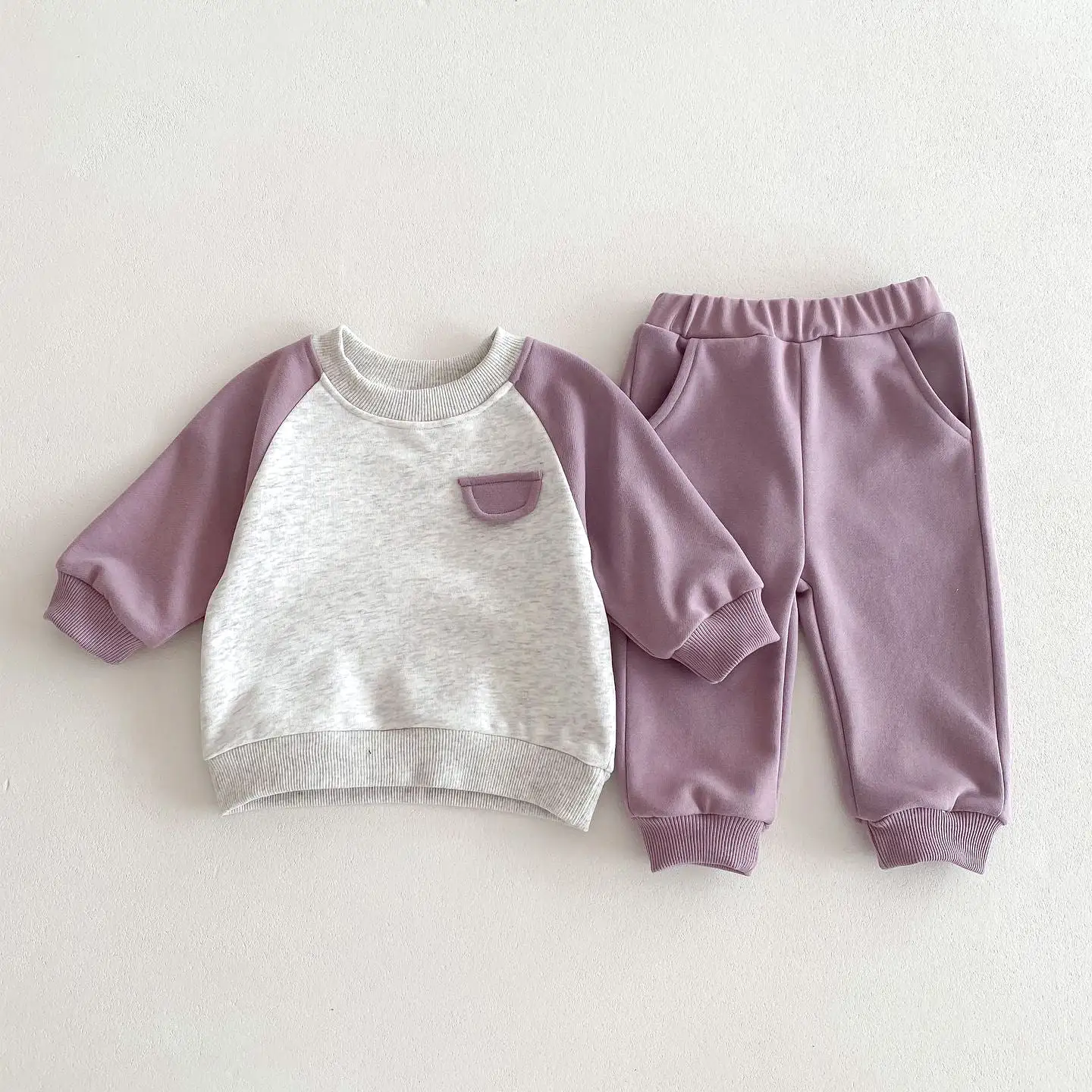 2 Pieces Set Baby Kid Girls Color-blocking Tops And Pants Wholesale 24030183