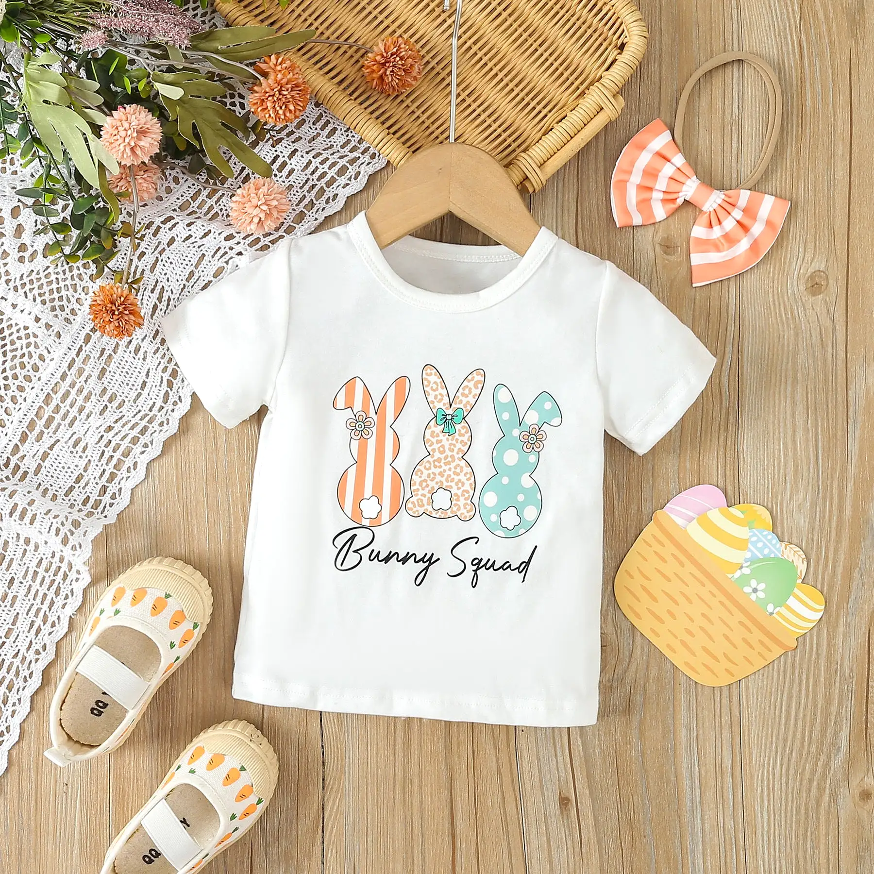 2 Pieces Set Baby Kid Girls Letters Animals T-Shirts And Striped Pants Wholesale 24030165