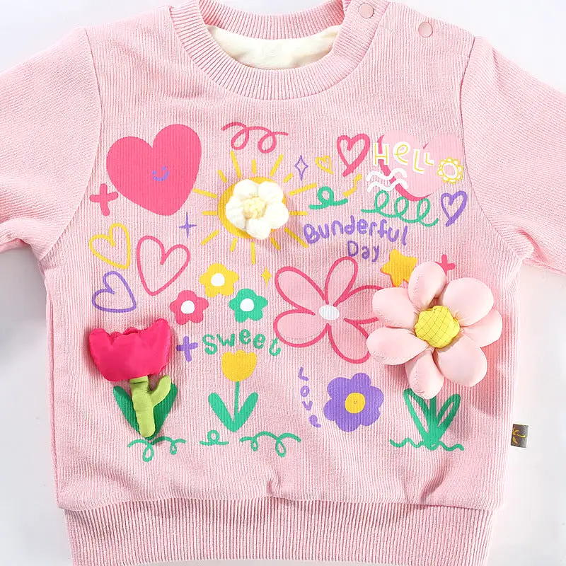 2 Pieces Set Baby Kid Girls Letters Flower Print Hoodies Sweatshirts And Pants Wholesale 231019226