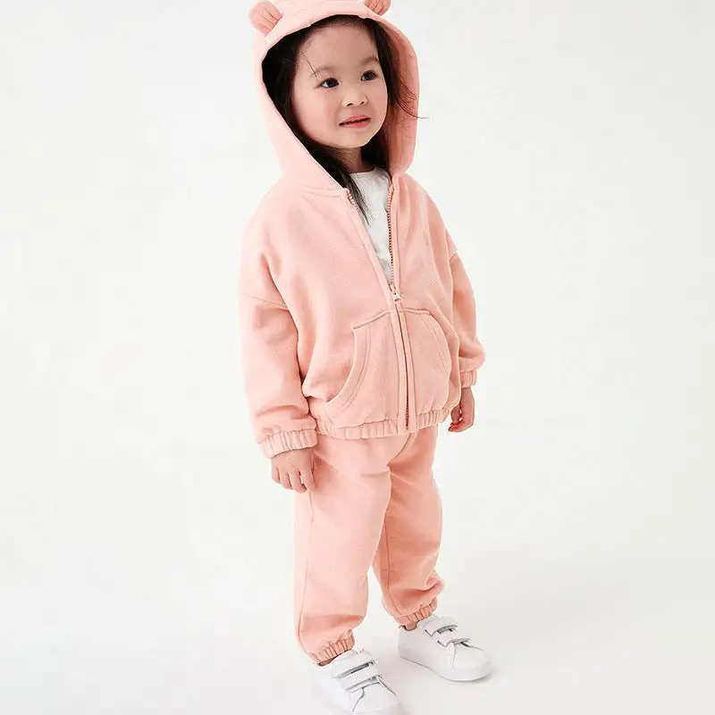 2 Pieces Set Baby Kid Girls Solid Color Hoodies Sweatshirts And Pants Wholesale 231130101