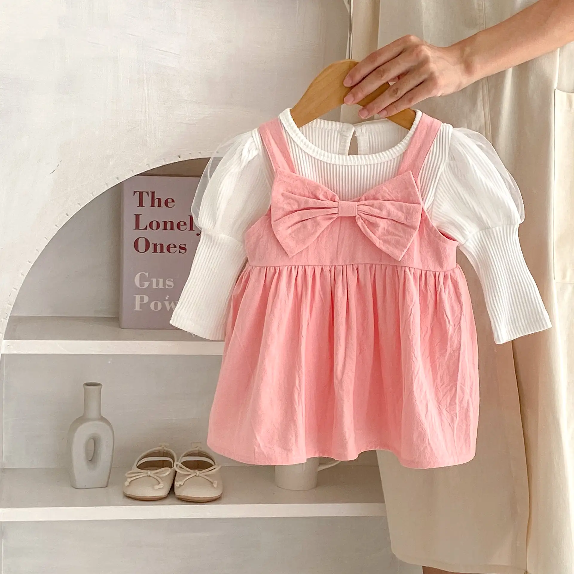 2 Pieces Set Baby Kid Girls Solid Color Tops And Dresses Wholesale 230828250