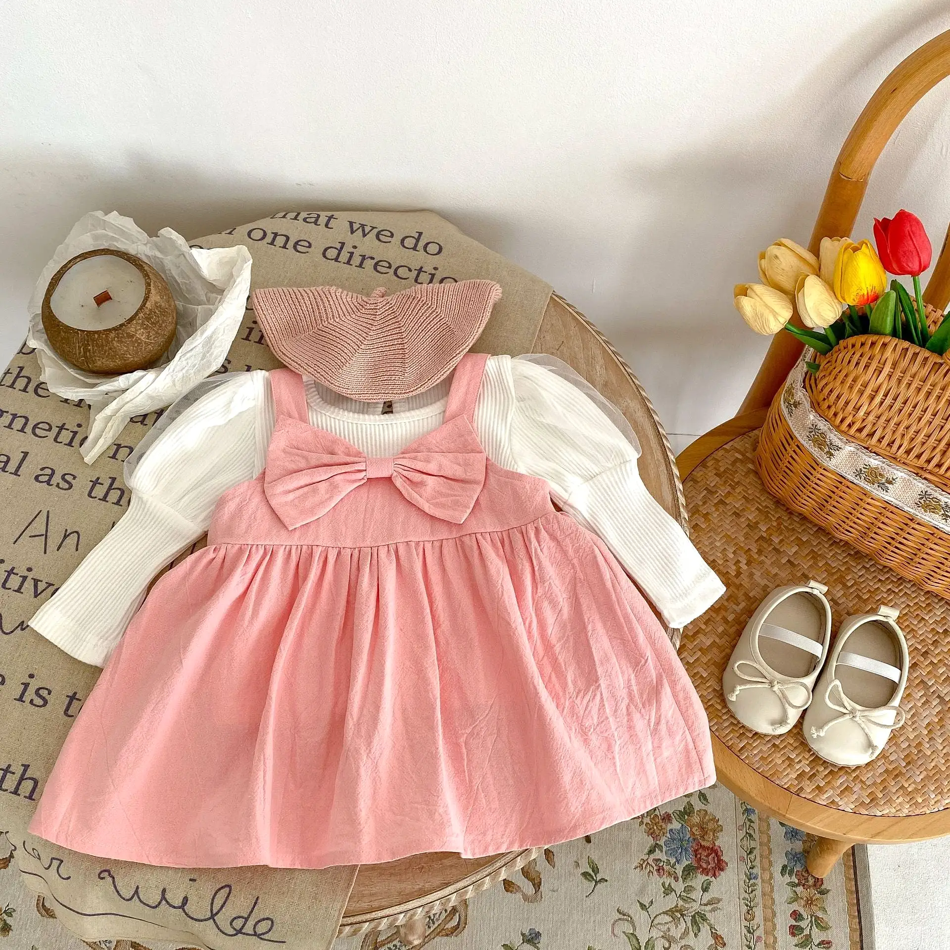 2 Pieces Set Baby Kid Girls Solid Color Tops And Dresses Wholesale 230828250