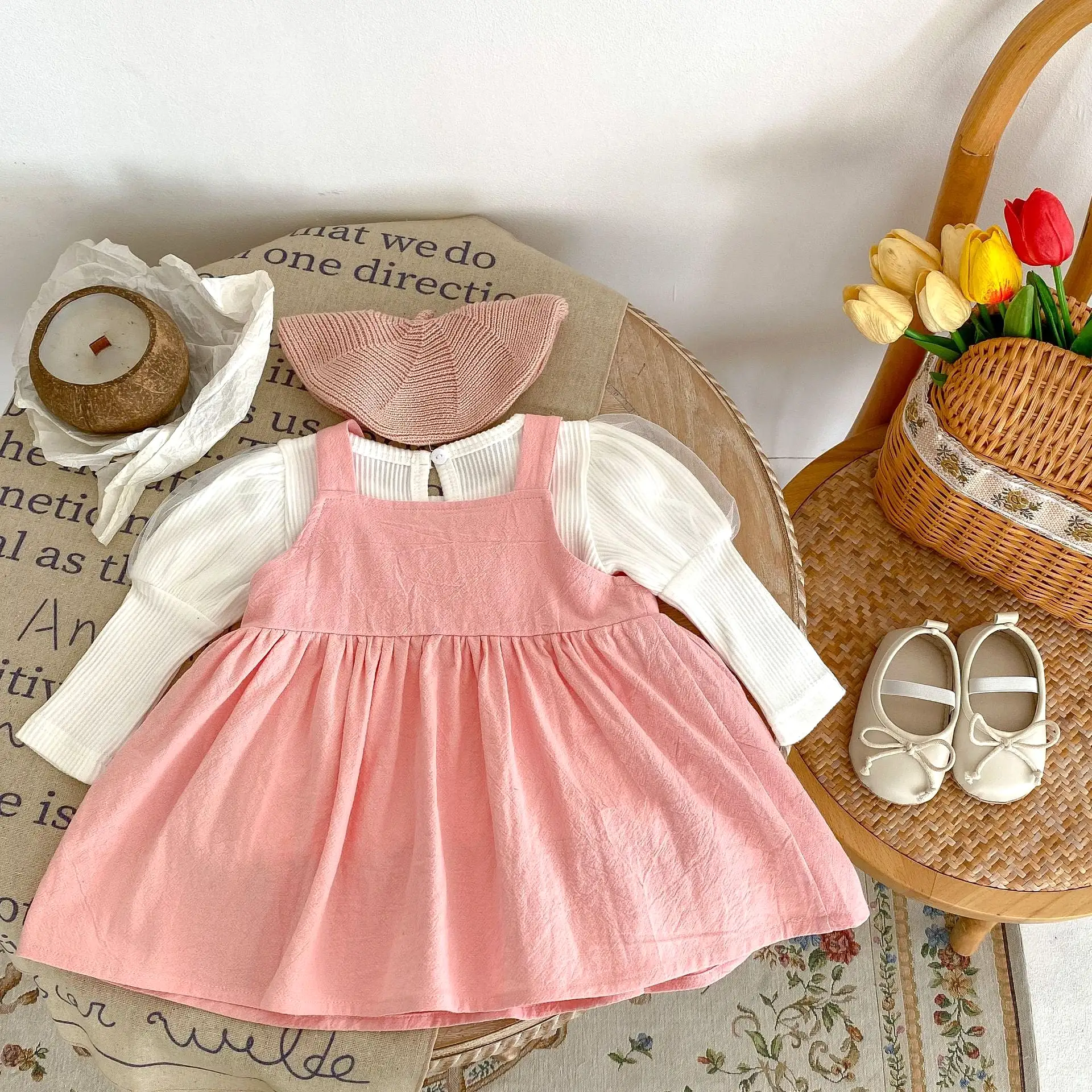 2 Pieces Set Baby Kid Girls Solid Color Tops And Dresses Wholesale 230828250