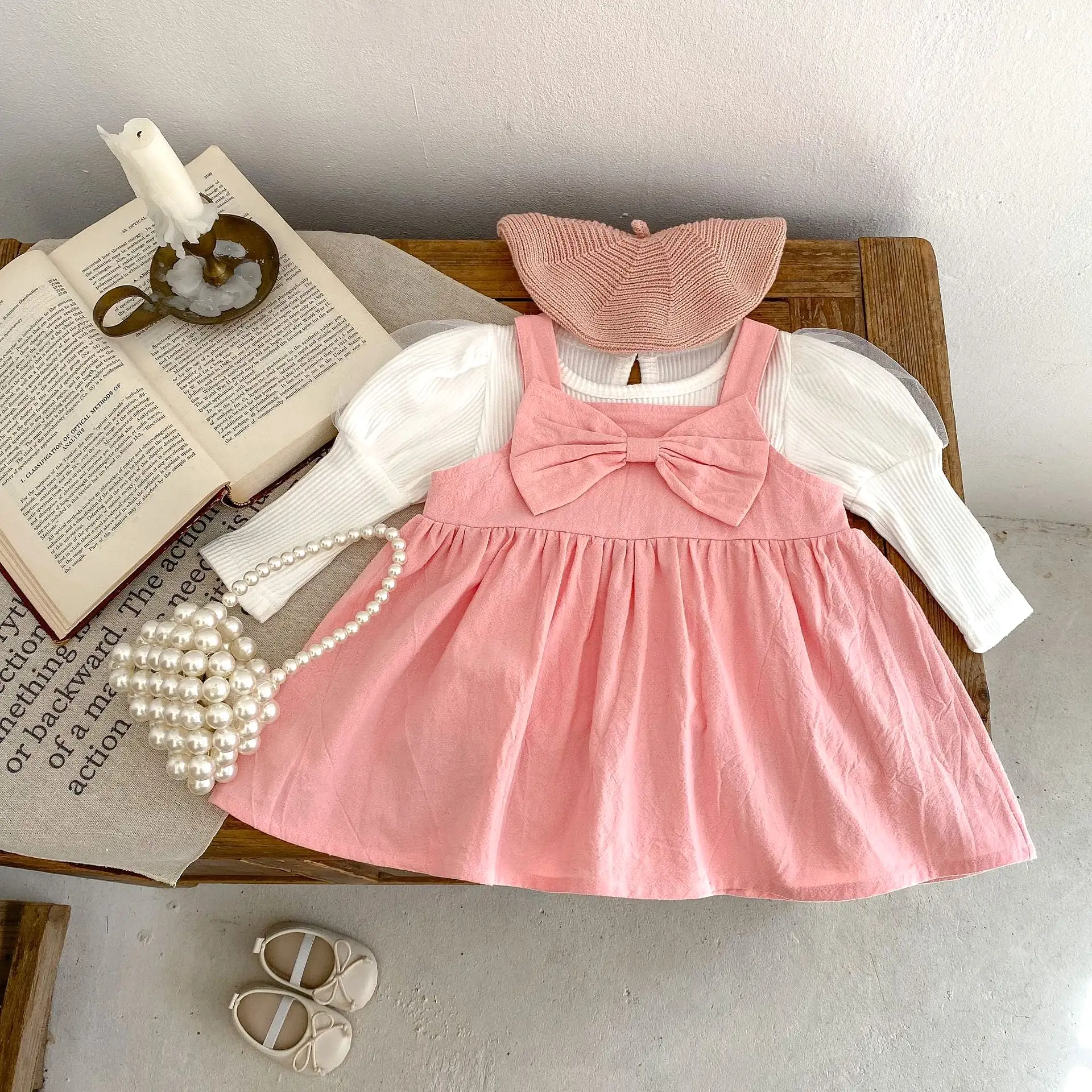 2 Pieces Set Baby Kid Girls Solid Color Tops And Dresses Wholesale 230828250