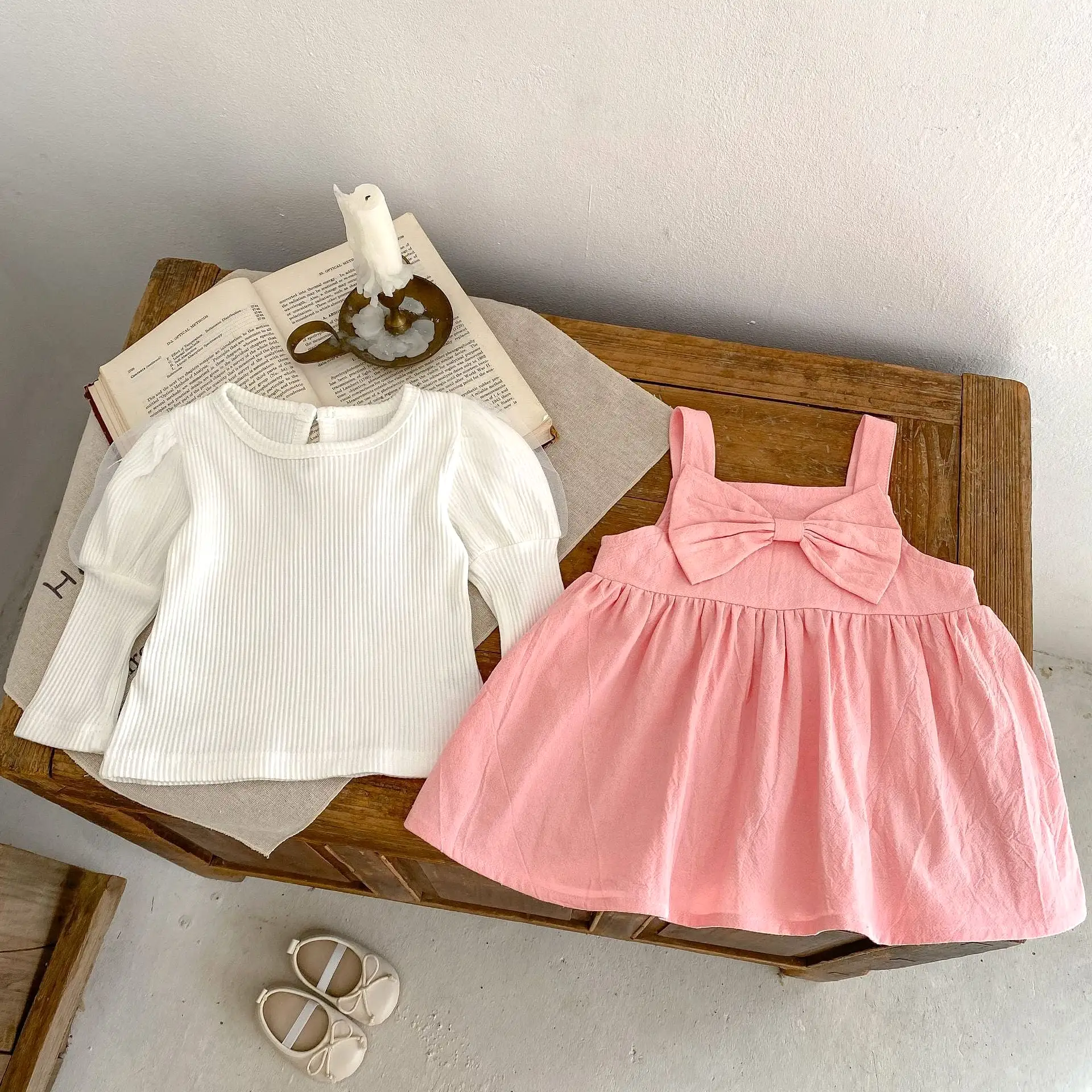 2 Pieces Set Baby Kid Girls Solid Color Tops And Dresses Wholesale 230828250