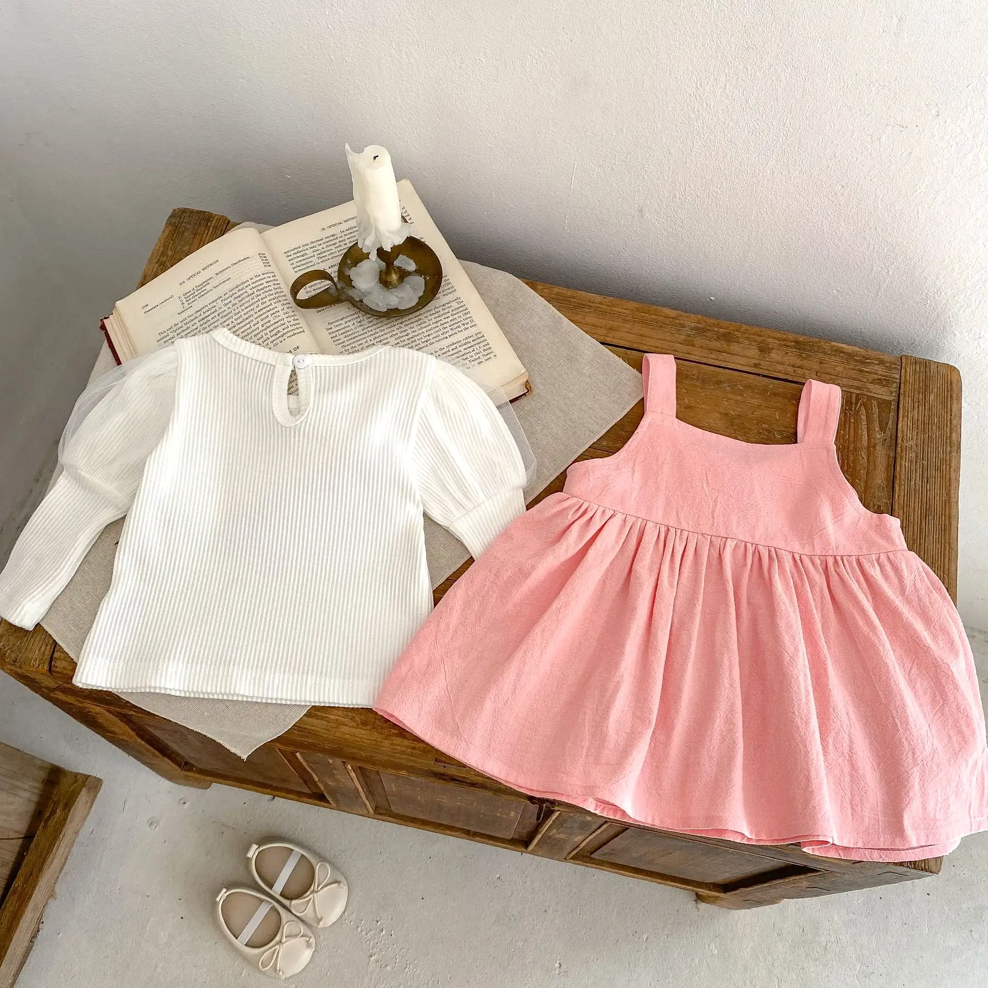 2 Pieces Set Baby Kid Girls Solid Color Tops And Dresses Wholesale 230828250