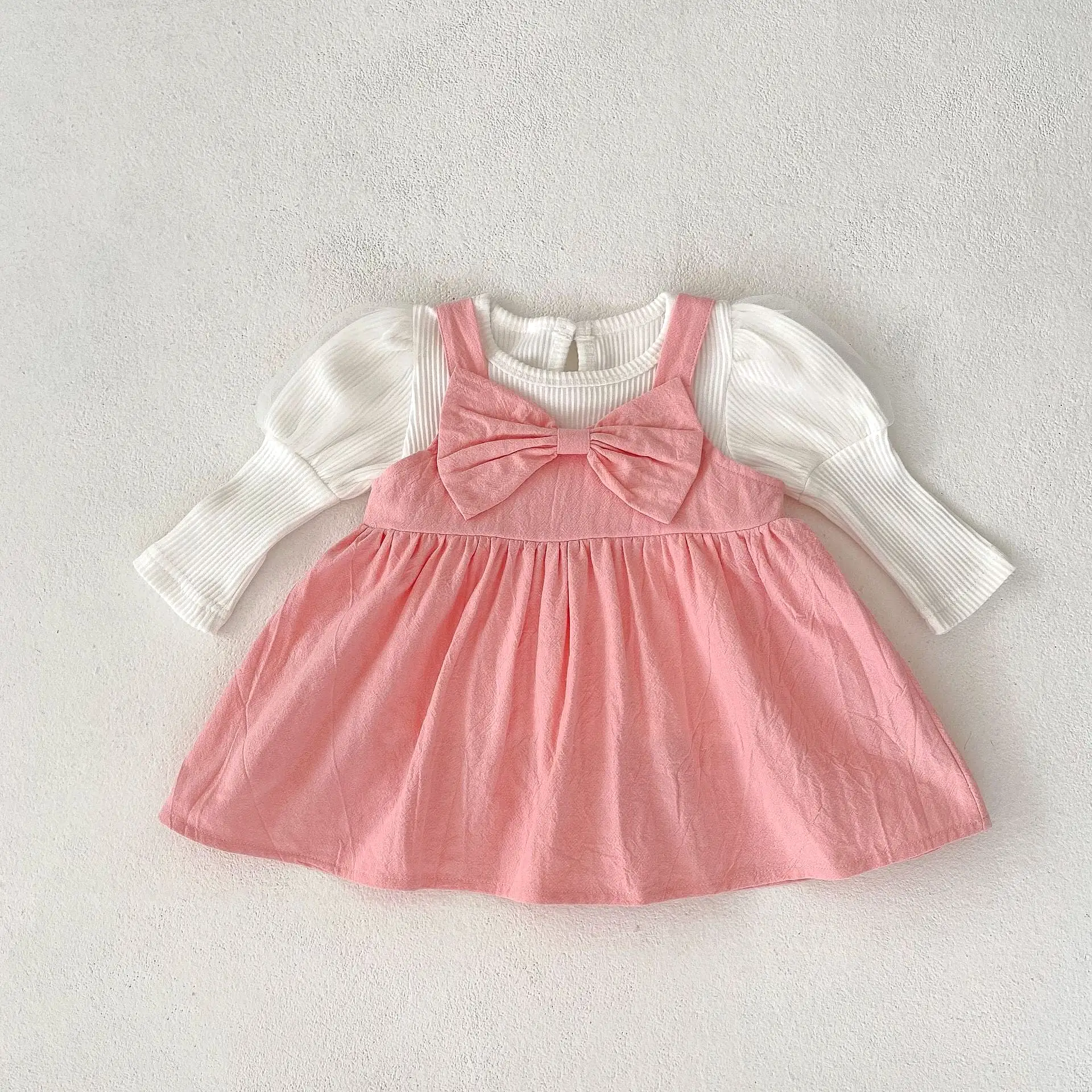 2 Pieces Set Baby Kid Girls Solid Color Tops And Dresses Wholesale 230828250