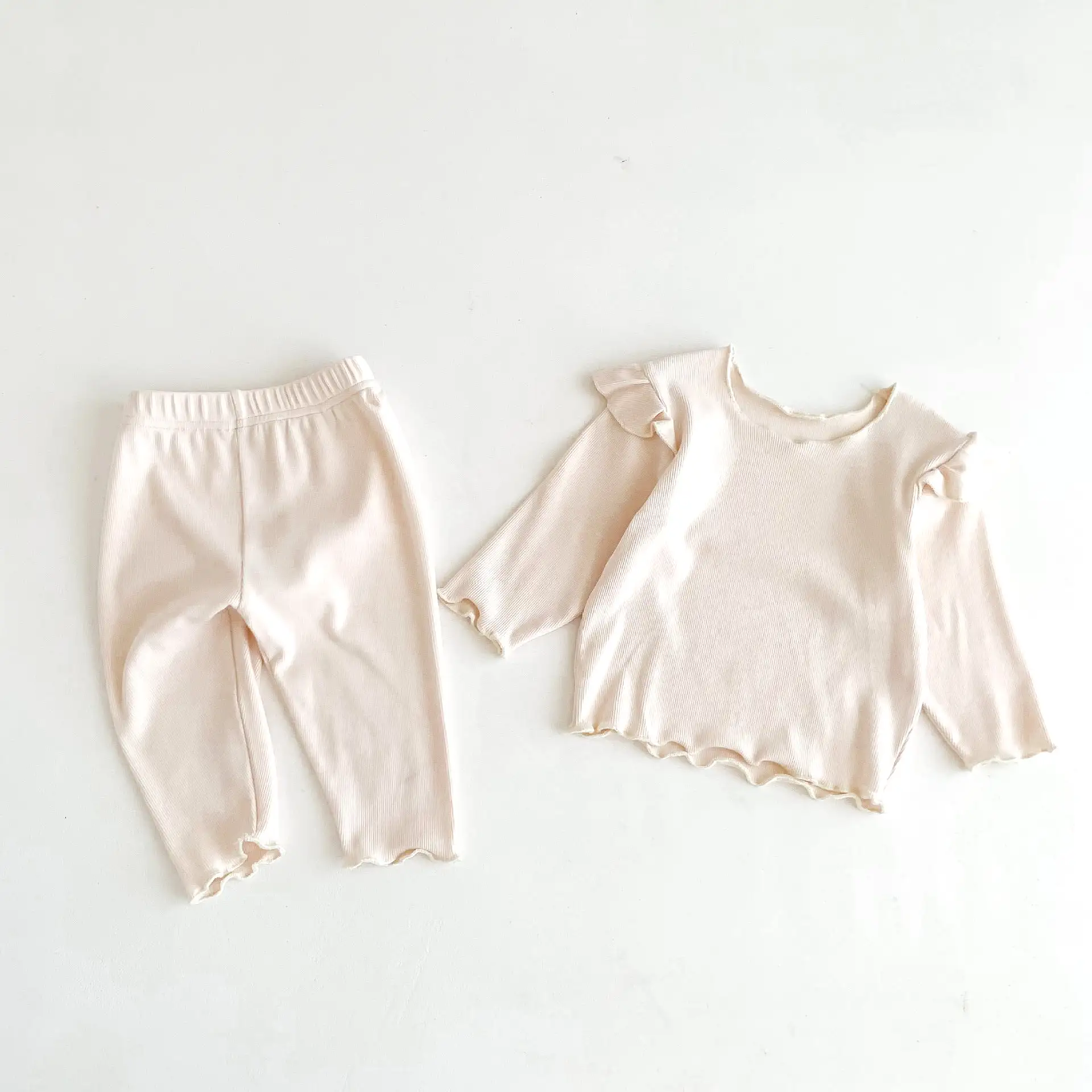 2 Pieces Set Baby Kid Girls Solid Color Tops And Pants Wholesale 23101906