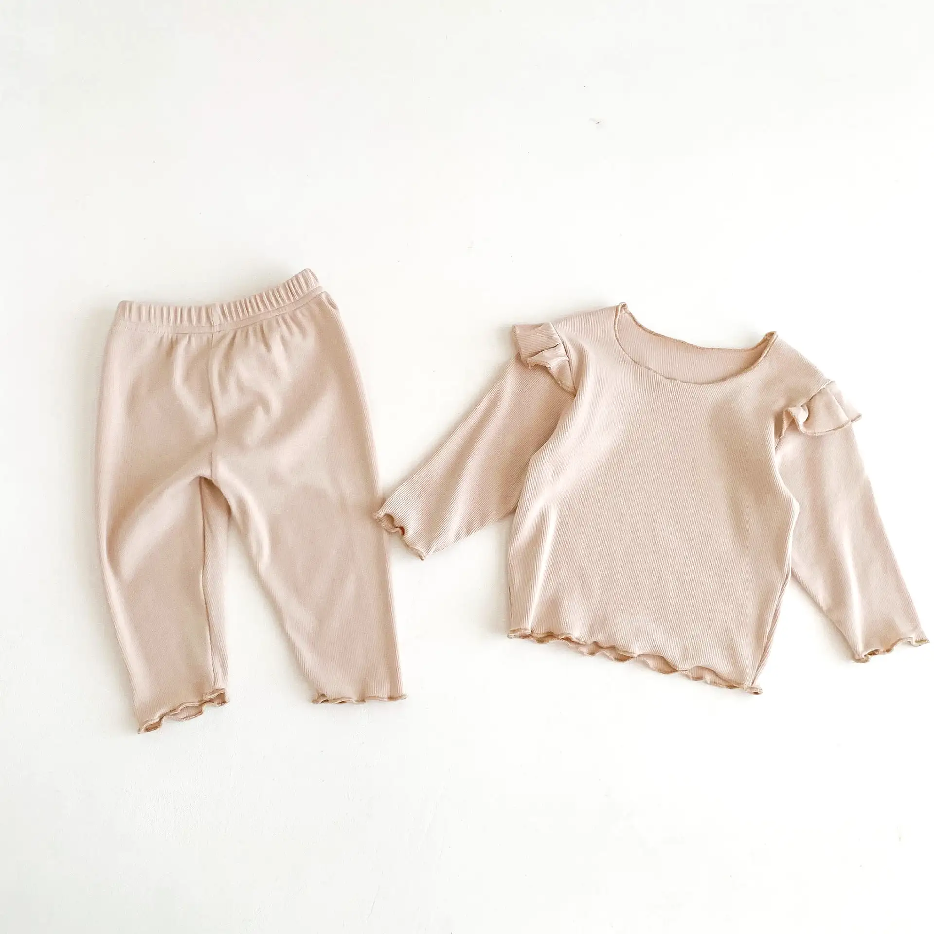 2 Pieces Set Baby Kid Girls Solid Color Tops And Pants Wholesale 23101906