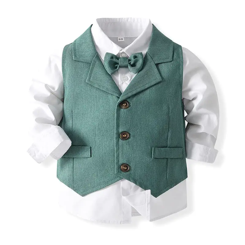 3 Pieces Set Baby Kid Boys Solid Color Shirts Vests Waistcoats And Pants Wholesale 23082837