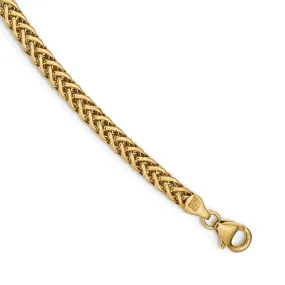 4.25mm 14K Yellow Gold Hollow Fancy Wheat Chain Necklace, 17 Inch