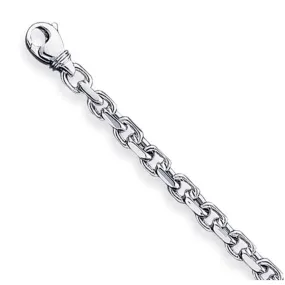 4.5mm 14K White Gold Solid Fancy Cable Chain Bracelet