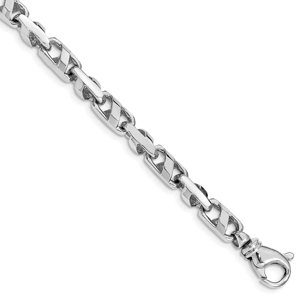 5.5mm 14K Yellow or White Gold Solid Fancy Anchor Chain Bracelet, 8 In