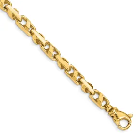 5.5mm 14K Yellow or White Gold Solid Fancy Anchor Chain Bracelet, 8 In