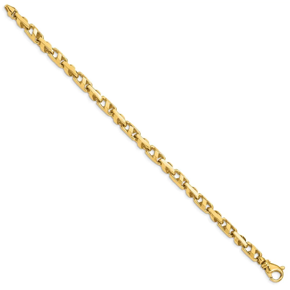 5.5mm 14K Yellow or White Gold Solid Fancy Anchor Chain Bracelet, 8 In