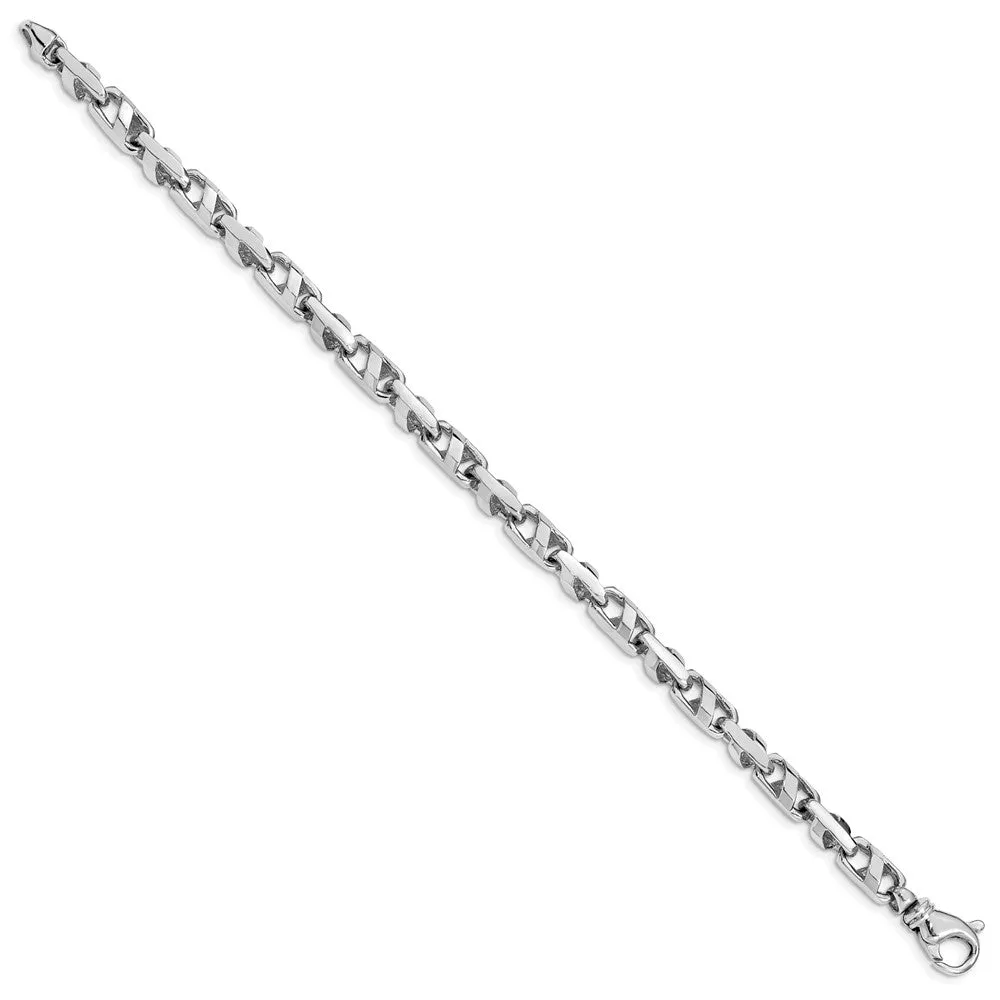 5.5mm 14K Yellow or White Gold Solid Fancy Anchor Chain Bracelet, 8 In