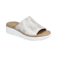 69288- Beige & Metallic Slip on Sandals- Rieker