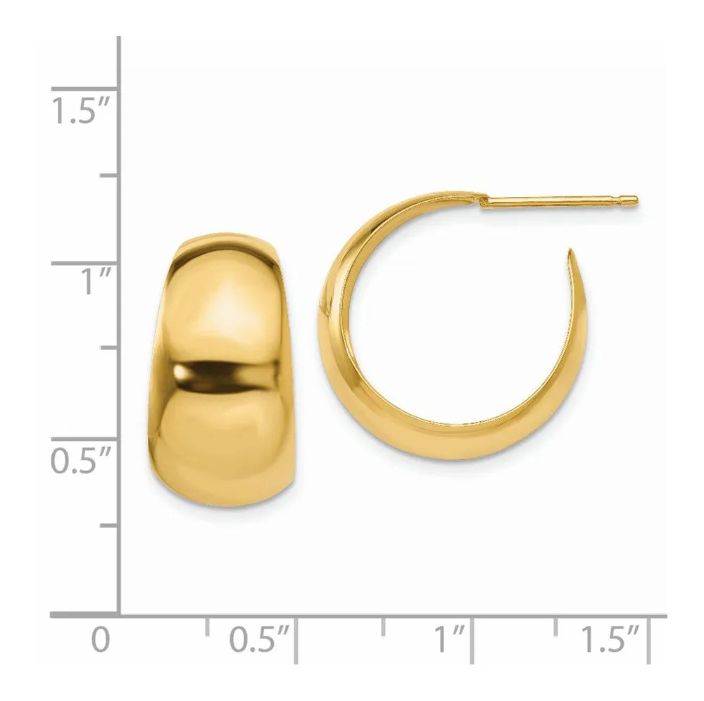 8.5-10mm x 19mm (3/4 Inch) 14k Yellow Gold Wide Tapered J-Hoops