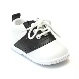 Angel Baby Boys 2342 White Black Lace Up Oxfords