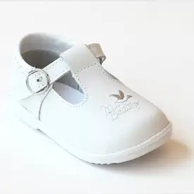 Angel White Leather Mi Bautizo T-Strap Mary Janes