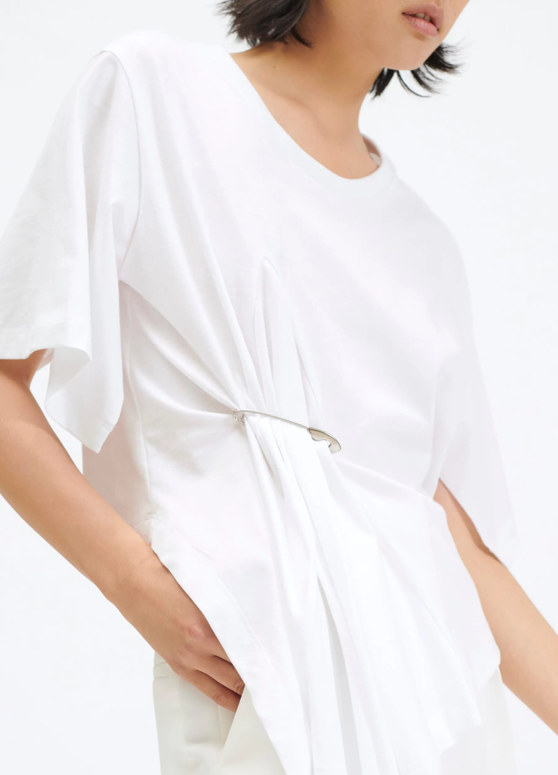 Asymmetrical cotton jersey T-shirt