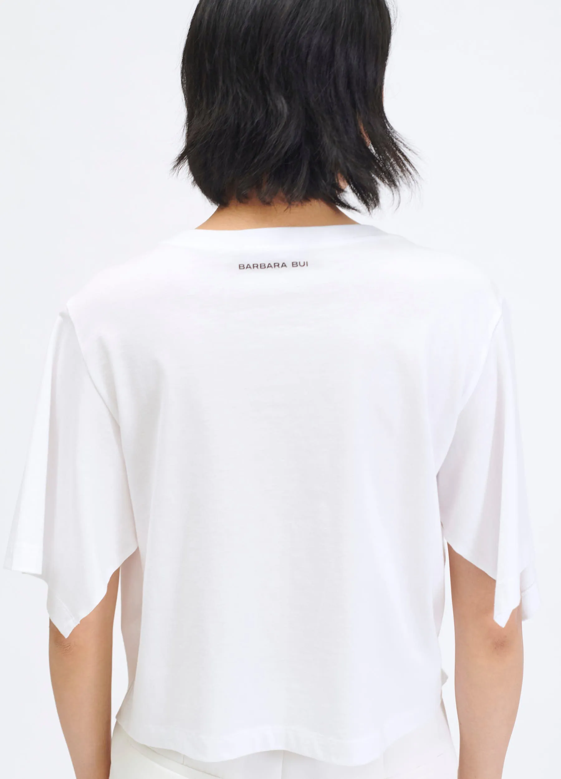 Asymmetrical cotton jersey T-shirt