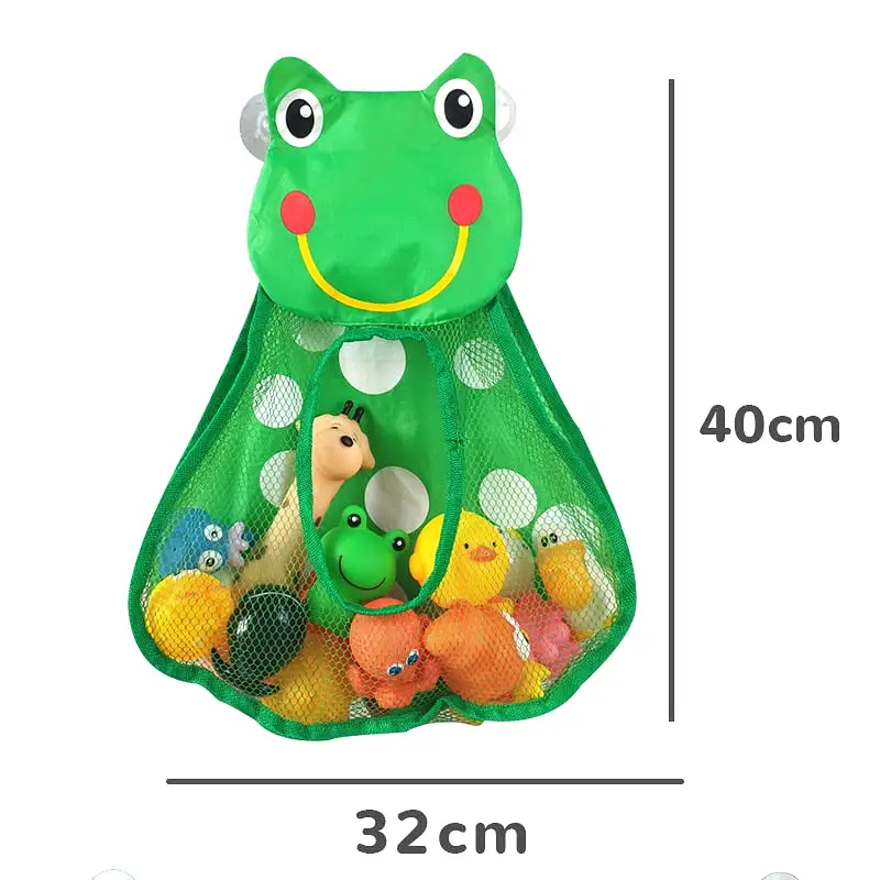 Baby Bath Toys Cute Duck Frog Mesh Net Toy Storage Bag Strong Suction Cups Bath Game Bag Bathroom Organizer Water Toys for Kids