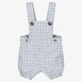 Baby Boys Blue Check Dungaree Shorts