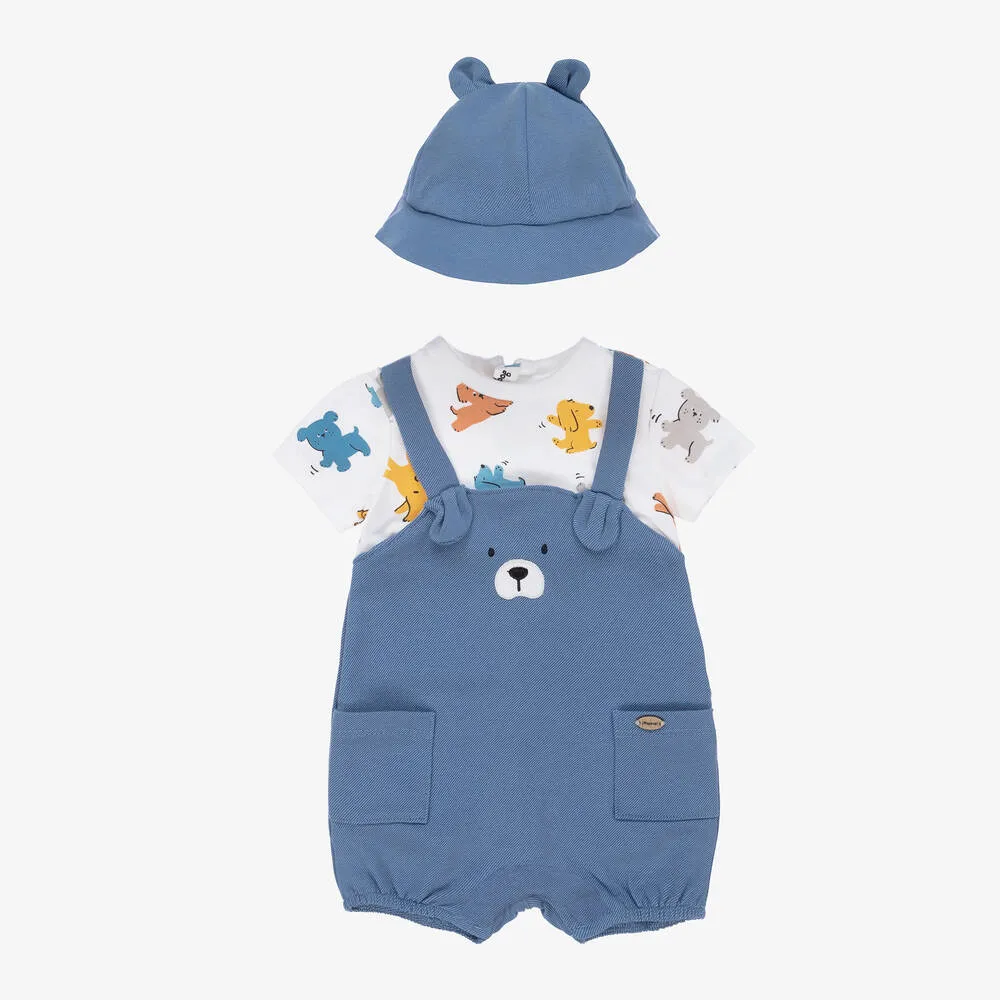 Baby Boys Blue Cotton Shortie Set